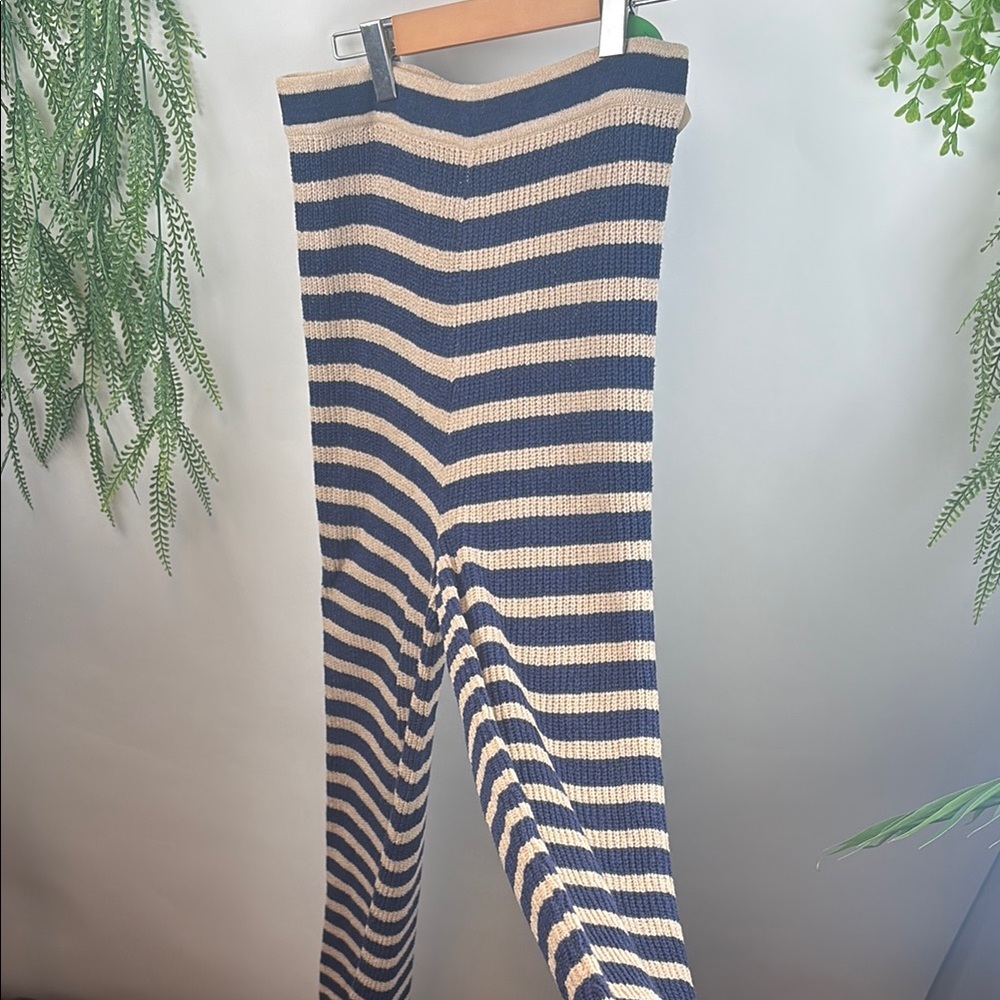 Black and Tan Wide Leg Pants Nautical Inspired